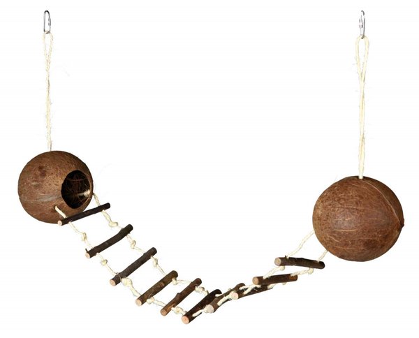 2 Kokosnusshäuser mit Hängebrücke - ø 13 × 100 cm